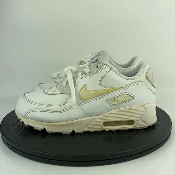 Nike Air Max 90 White Leather Athletic Running Shoes 724822-100 Youth Size 3Y - Picture 8 of 11
